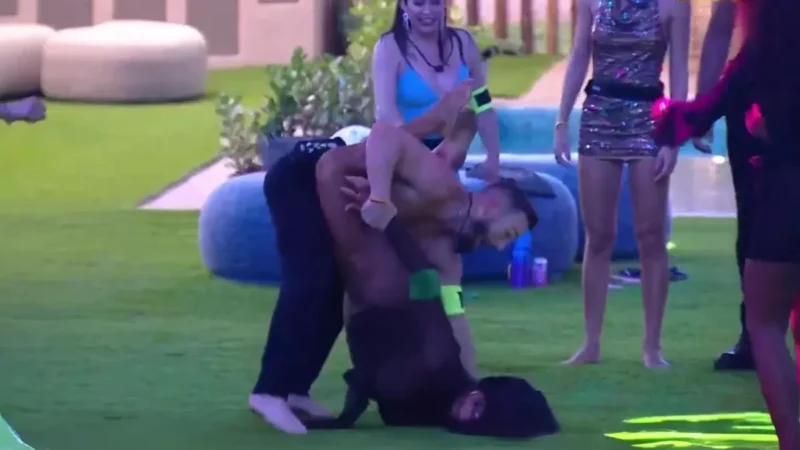 BBB 25: Gracyanne quase se machuca feio em brincadeira com Diego Hypólito